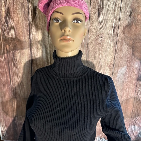 Womens Gap Stretch Ribbed Black Turtleneck Sweater - Large, Cotton Blend - Picture 4 of 15